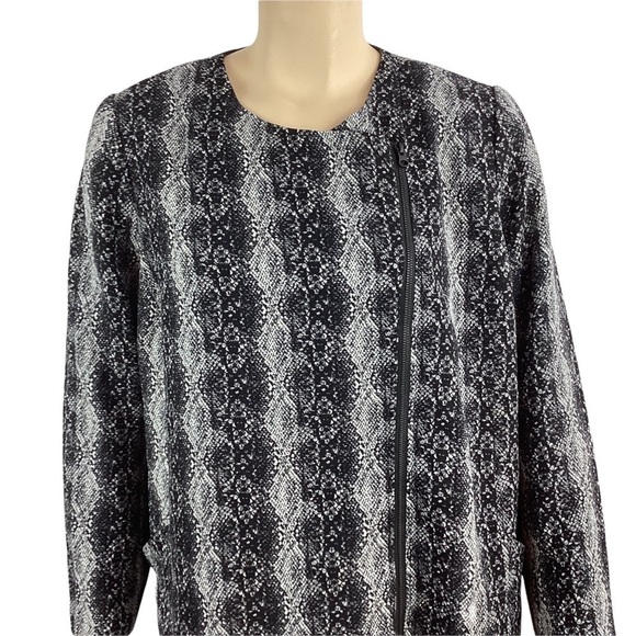 Sejour Snake Print Textured Jacket Size 18W Black Lined Zip Up - Picture 2 of 7